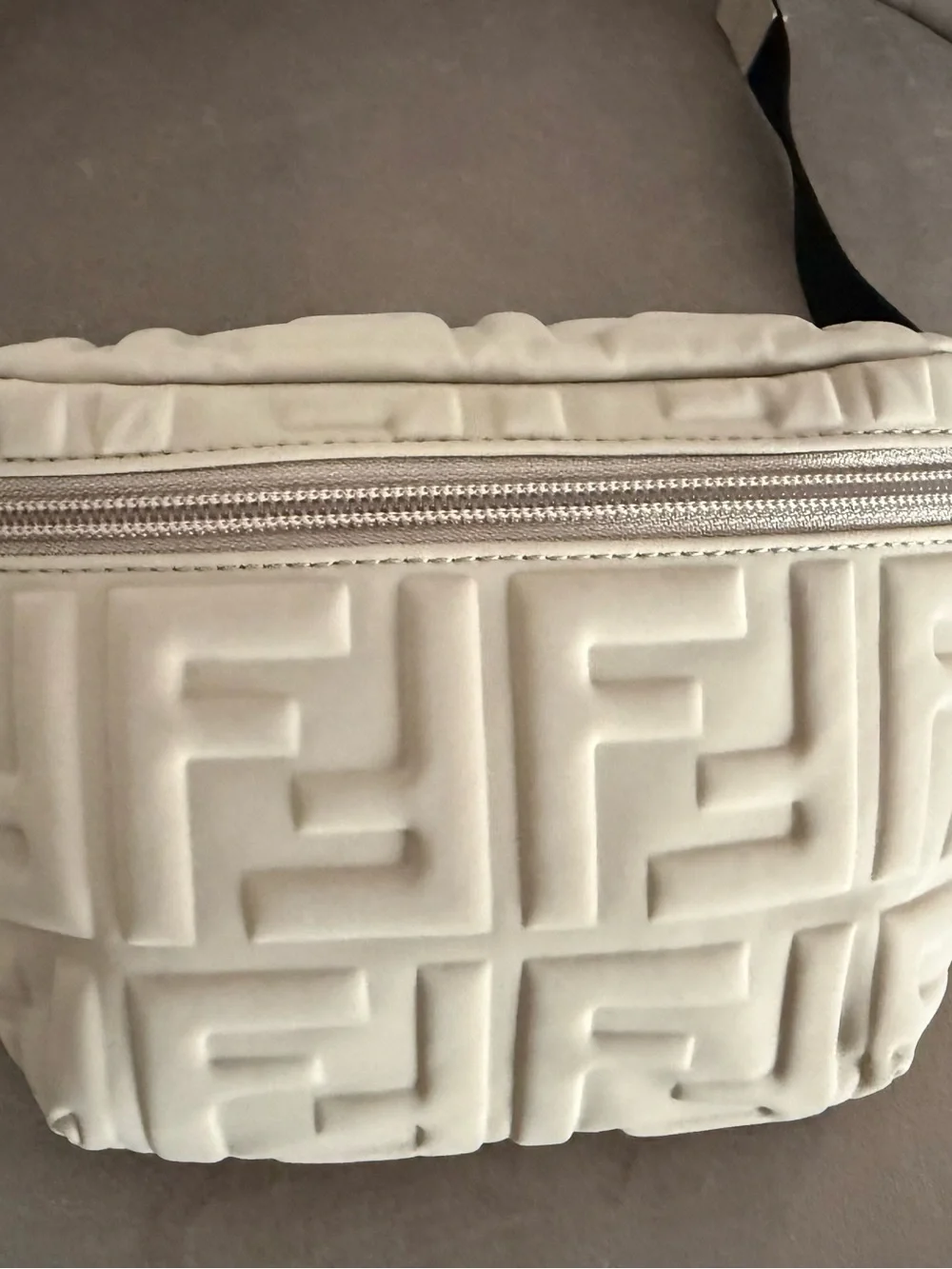 Fendi Cream Embossed FF Crossbody Belt Bag - Picture 2 of 7